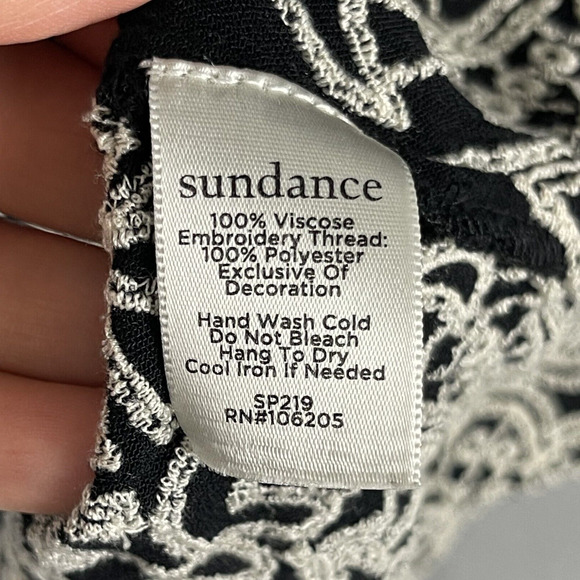 Sundance Embroidered Dress Womens Large Black Palace Bell Sleeve Peasant Boho - Picture 7 of 15